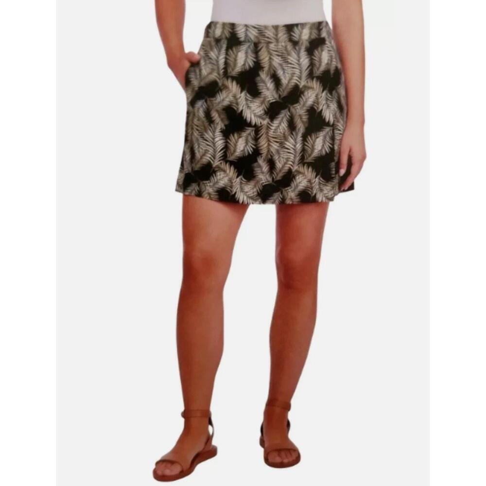 Ellen Tracy Womens Black Floral Combo Print Linen Blend Skort Size XL. BO